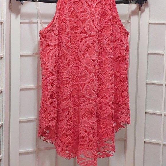 Lace Halter top Watermelon pink - Picture 5 of 8